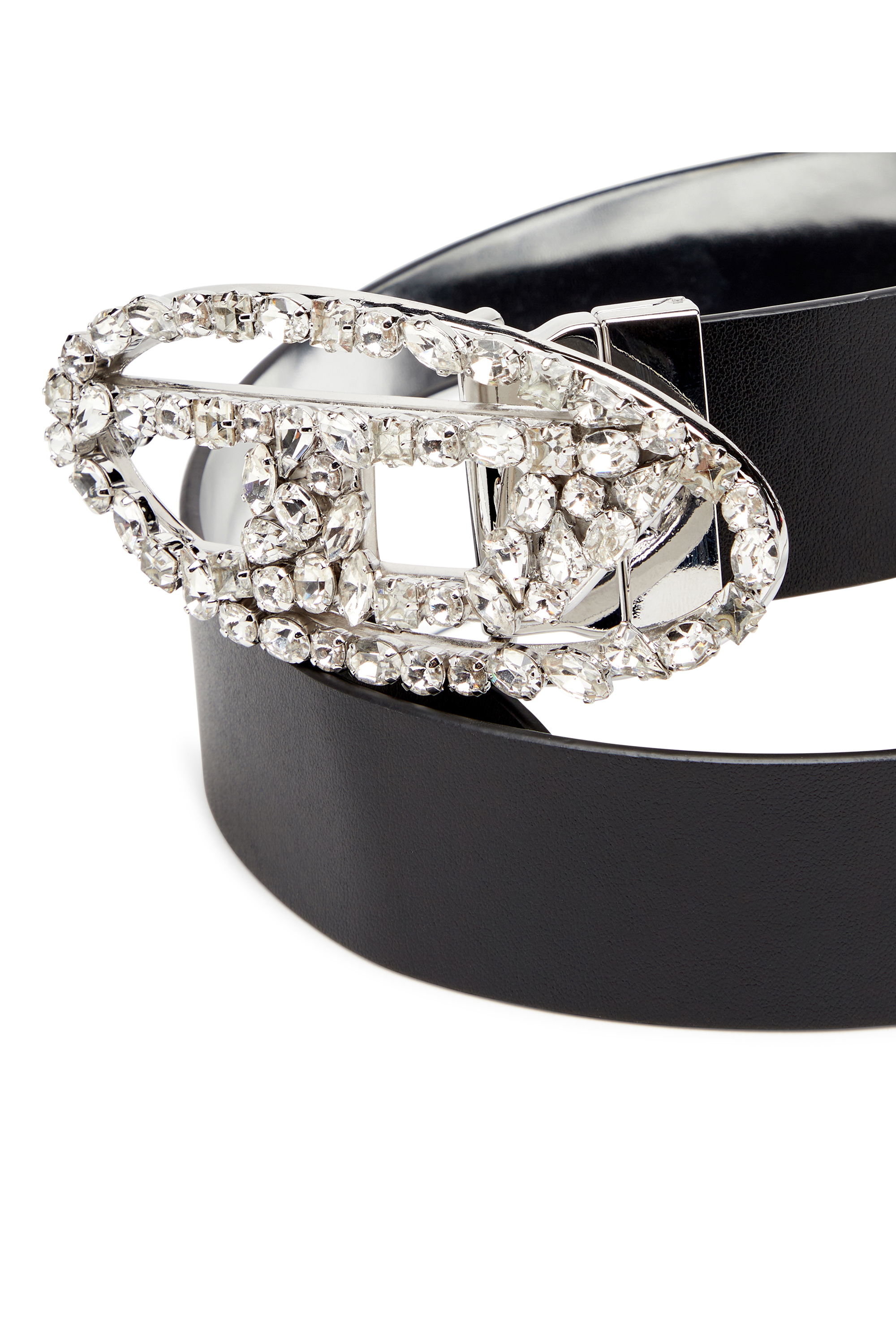 B-1DR STRASS 20 1.9cm slim leather belt with crystal buckle