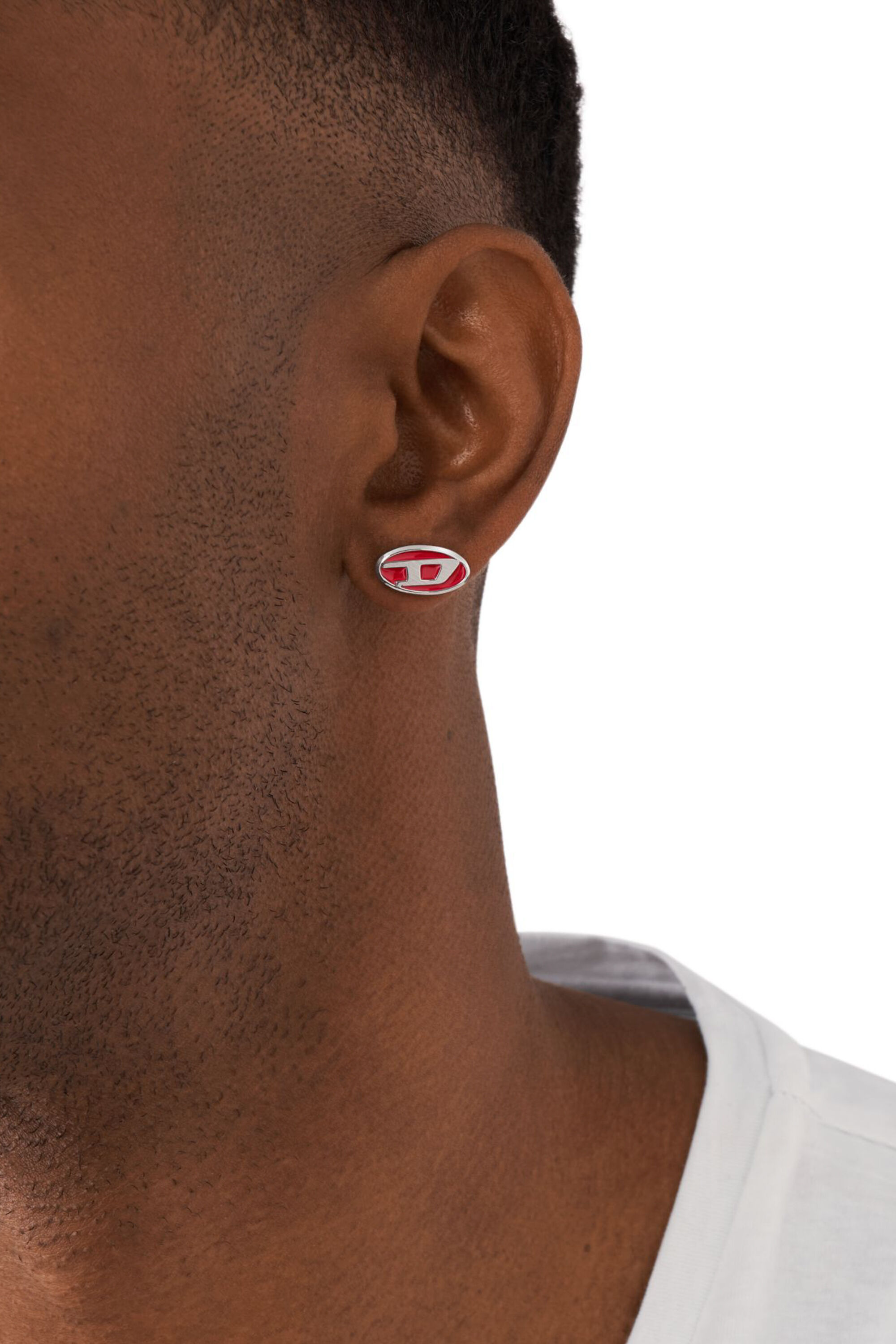 DX1443 Red enamel and stainless steel single stud earring