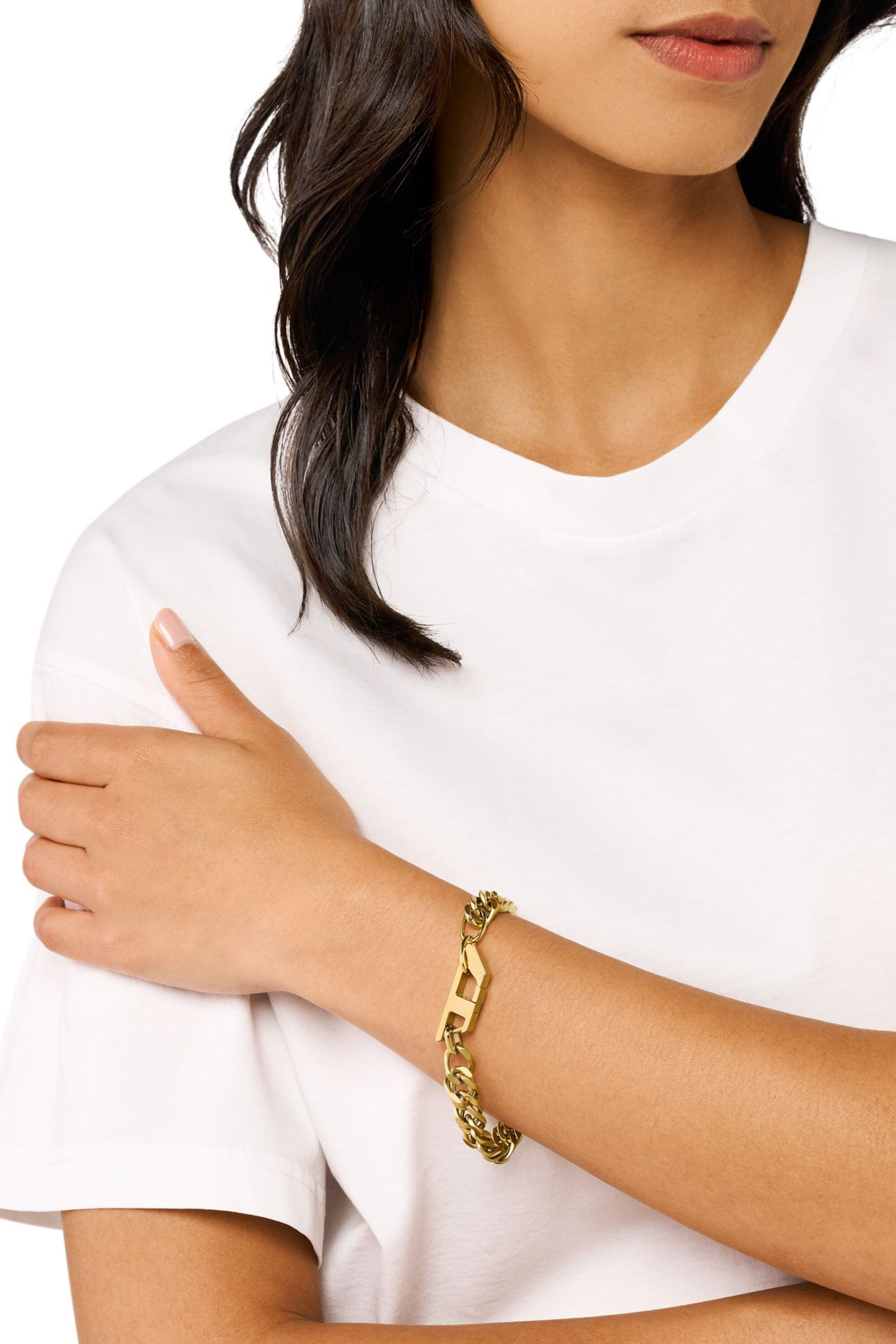 DX1511710 Matte Gold-Tone Stainless Steel Chain Bracelet｜ゴールド