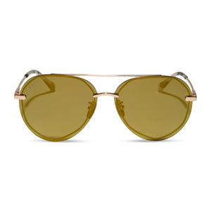 Lenox Aviator Sunglasses | Brushed Gold & Moss Mirror | DIFF Eyewear