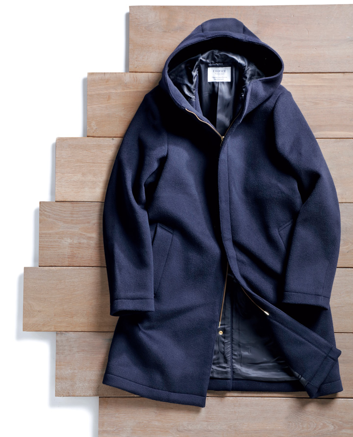 Iライン＋ビーバー仕上げのフード付きコートは紳士の装い3年保証