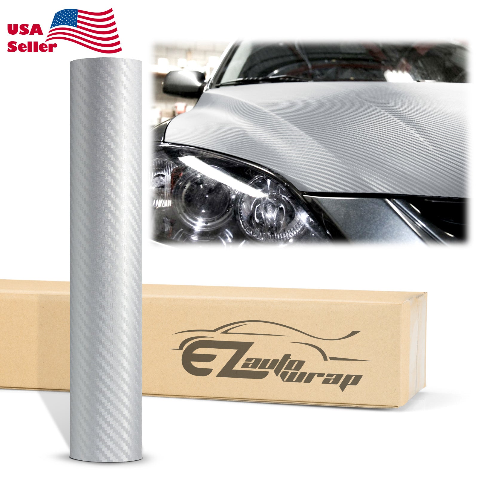 3D Carbon Fiber Textured Silver Matte Vinyl Wrap – EzAuto Wrap