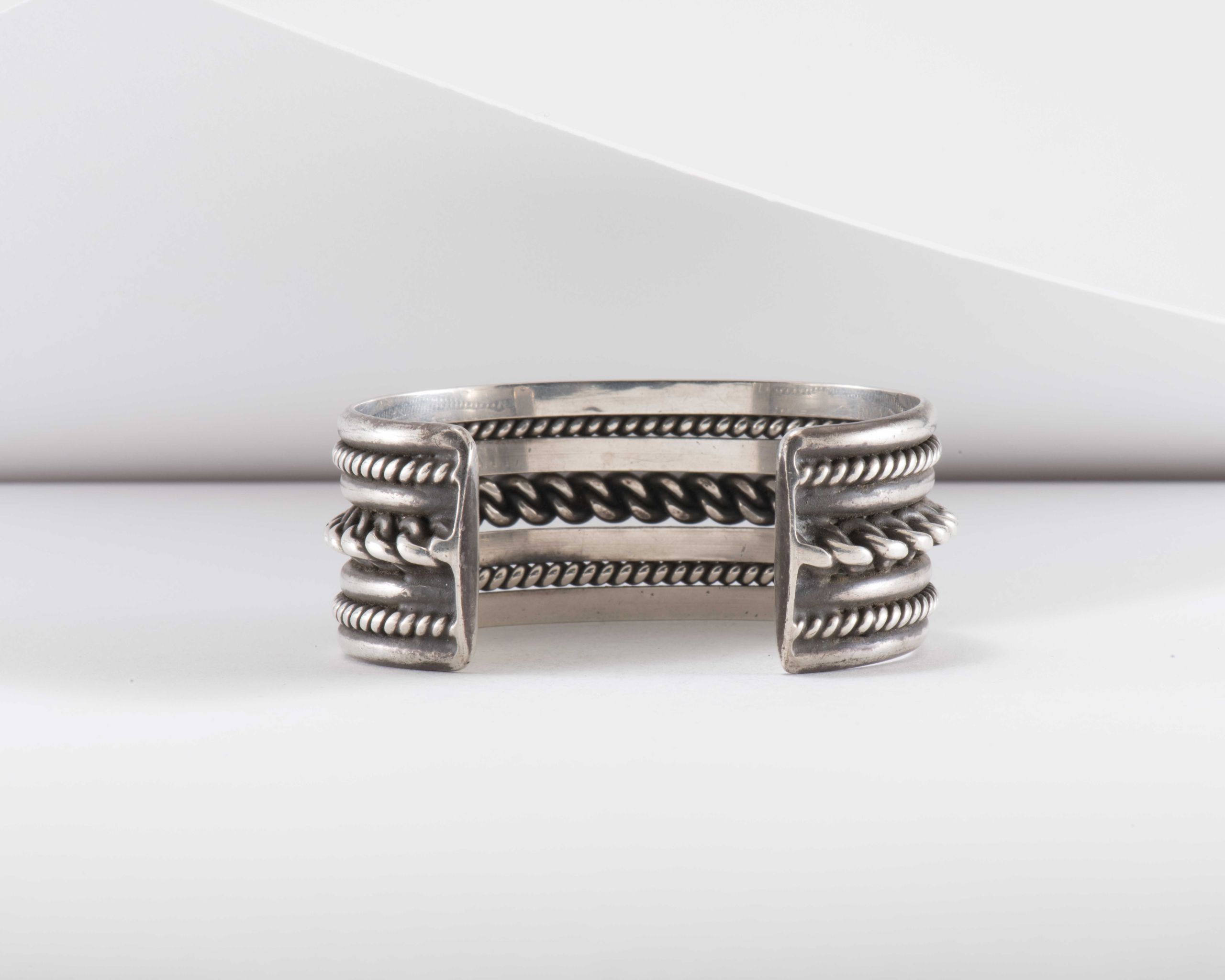 Vintage Navajo Triple Twisted Wire Sterling Silver Cuff - Four