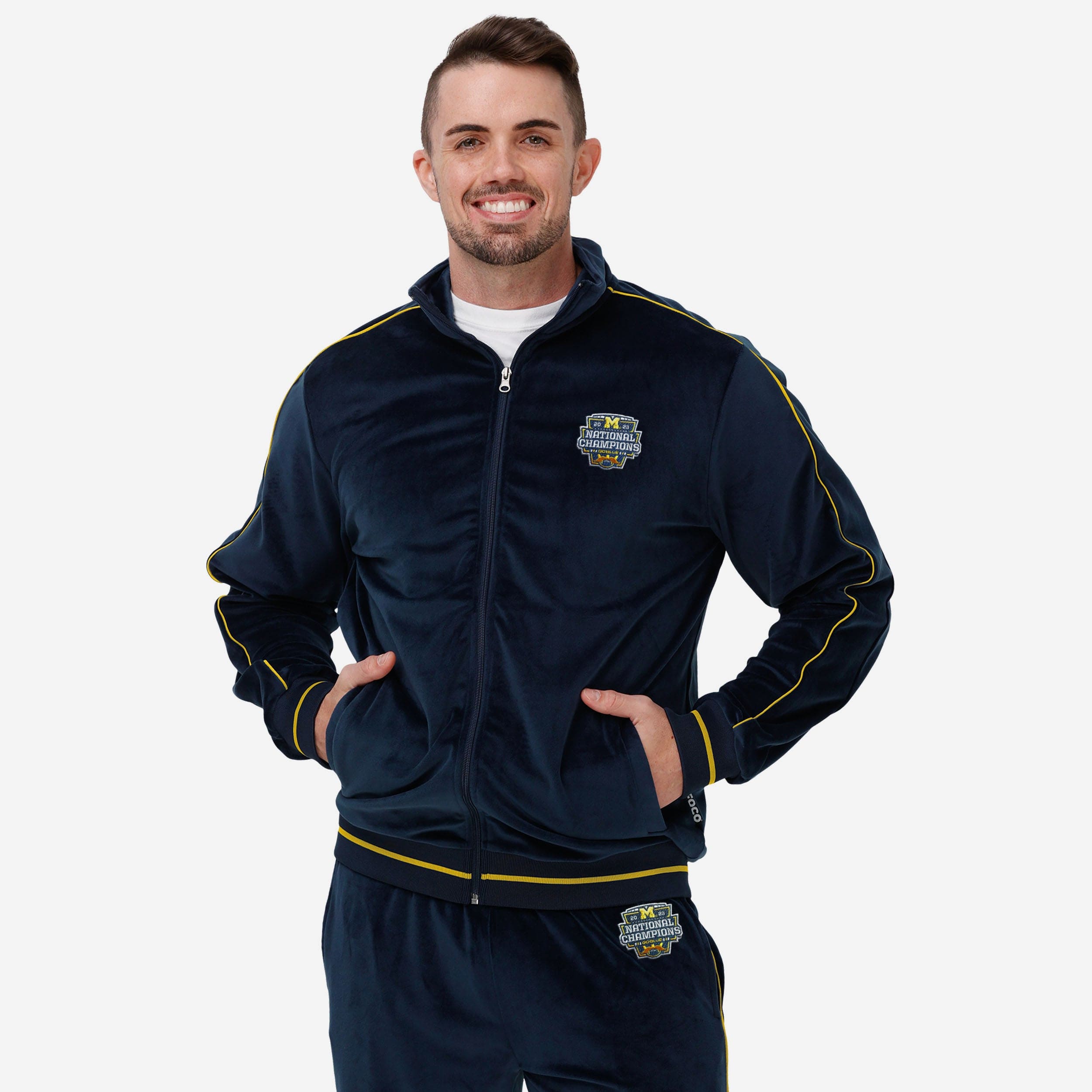 Michigan Wolverines 2023 Football National Champions Velour Zip Up