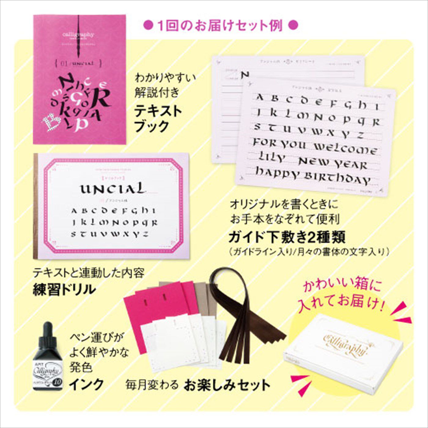 未使用】フェリシモ「カリグラフィーレッスンプログラム」全6回分一式