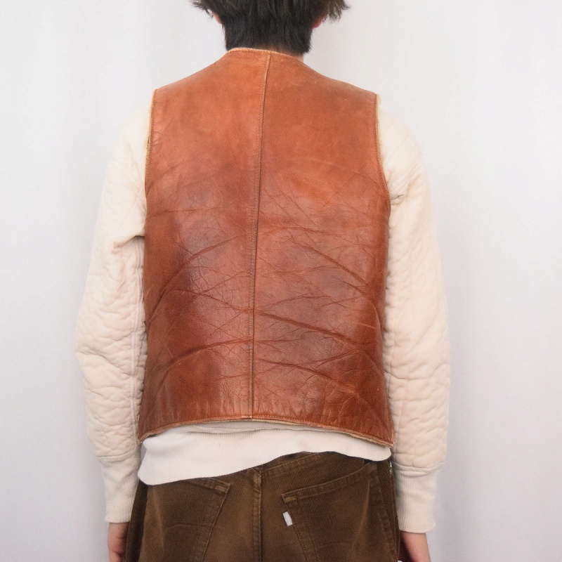 60s 60年代 70s 70年代 ムートン ボア レザーベスト 革 エルビン