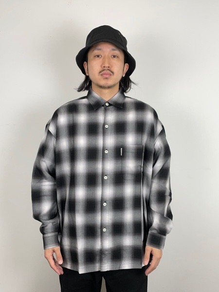 COOTIE / Ombre Check L/S Shirt -Black-