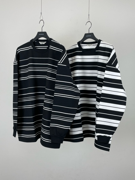 COOTIE / Supima Border Oversized L/S Tee -Black-