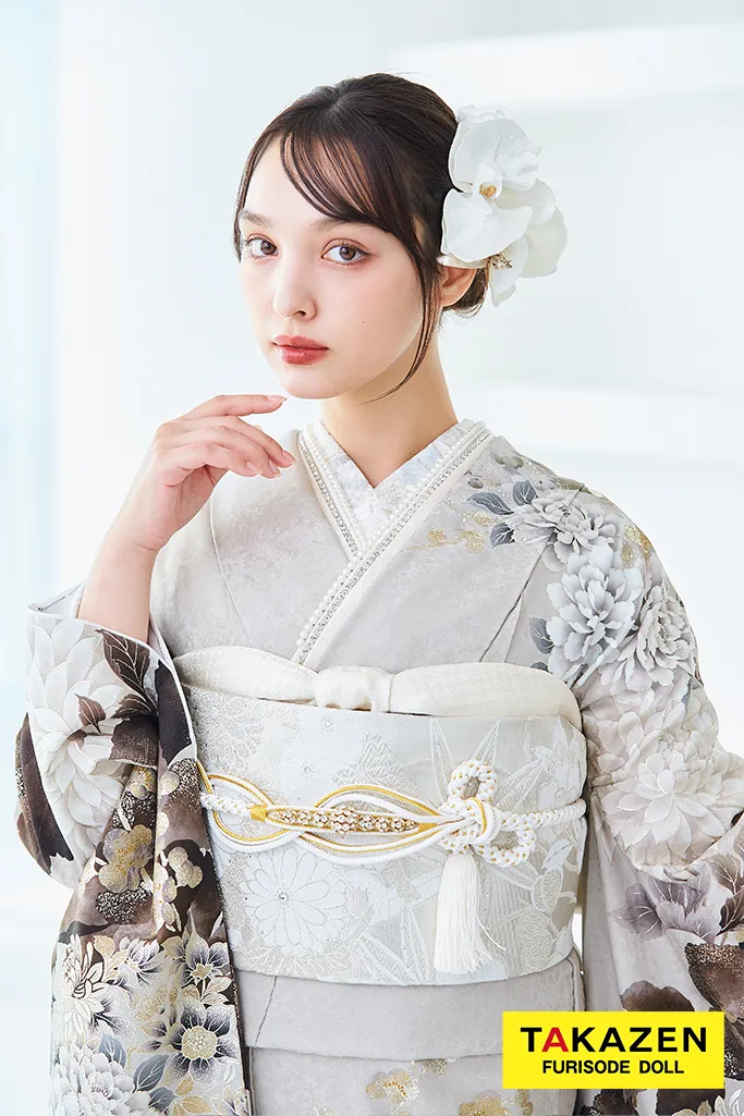 正統派古典 ベージュ/ダスティーカラー 牡丹柄 假屋崎省吾デザイン