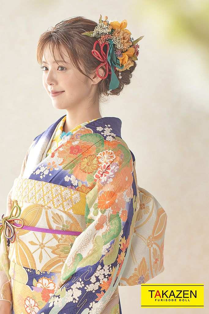 プレミアム古典 白/青(ブルー) 牡丹柄 金駒繍豪華 桂由美プレミアム