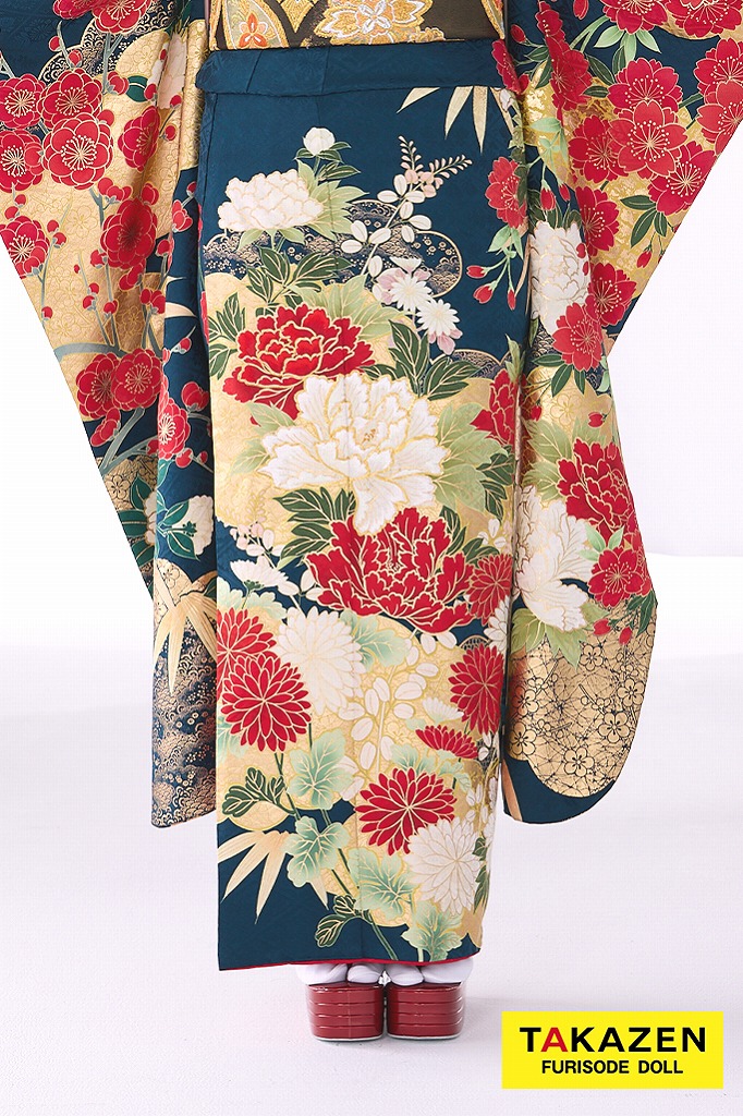 しき新品男子正絹産着祝着京友禅工芸染、特選豪華刺繍と本金宝船多色