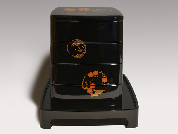 花の丸蒔絵 輪島塗 四段重 浅見謹製 | 古美術ささき