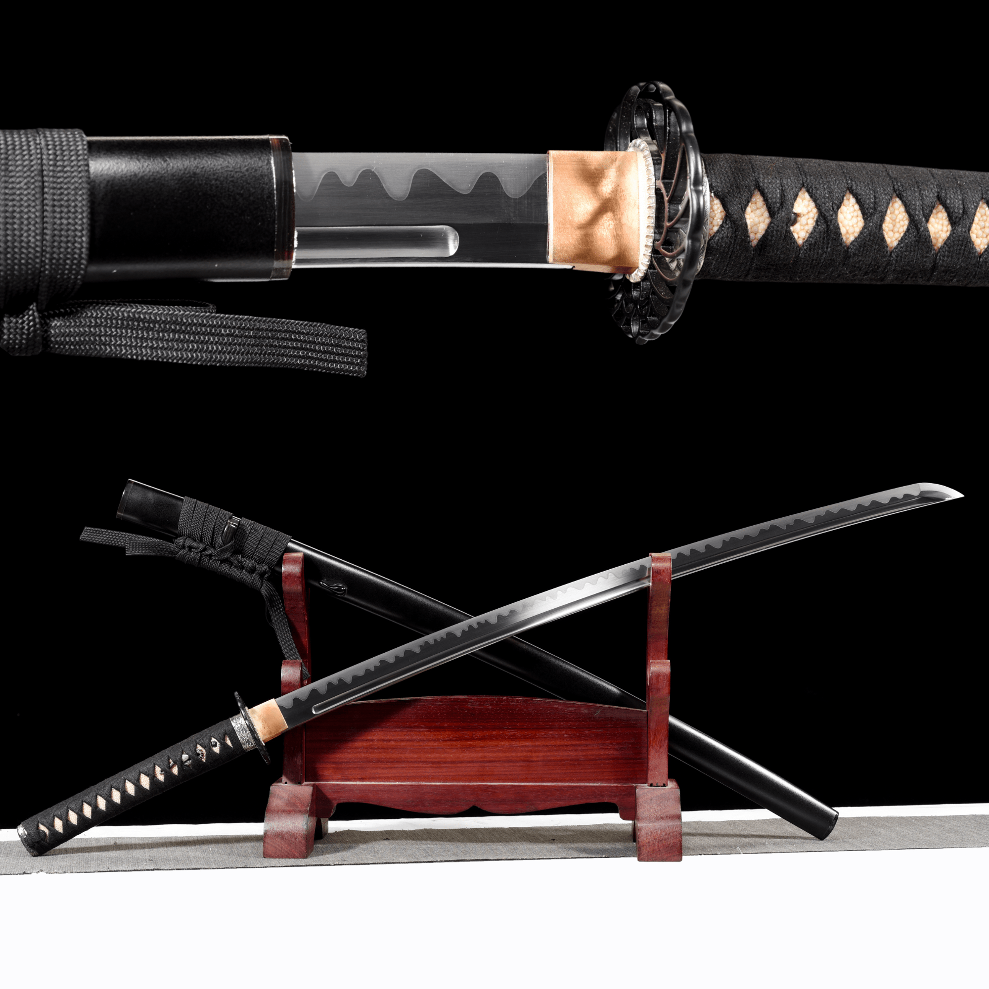 Australia Katana MidnightSurge Spring Steel with Black Ishime Saya