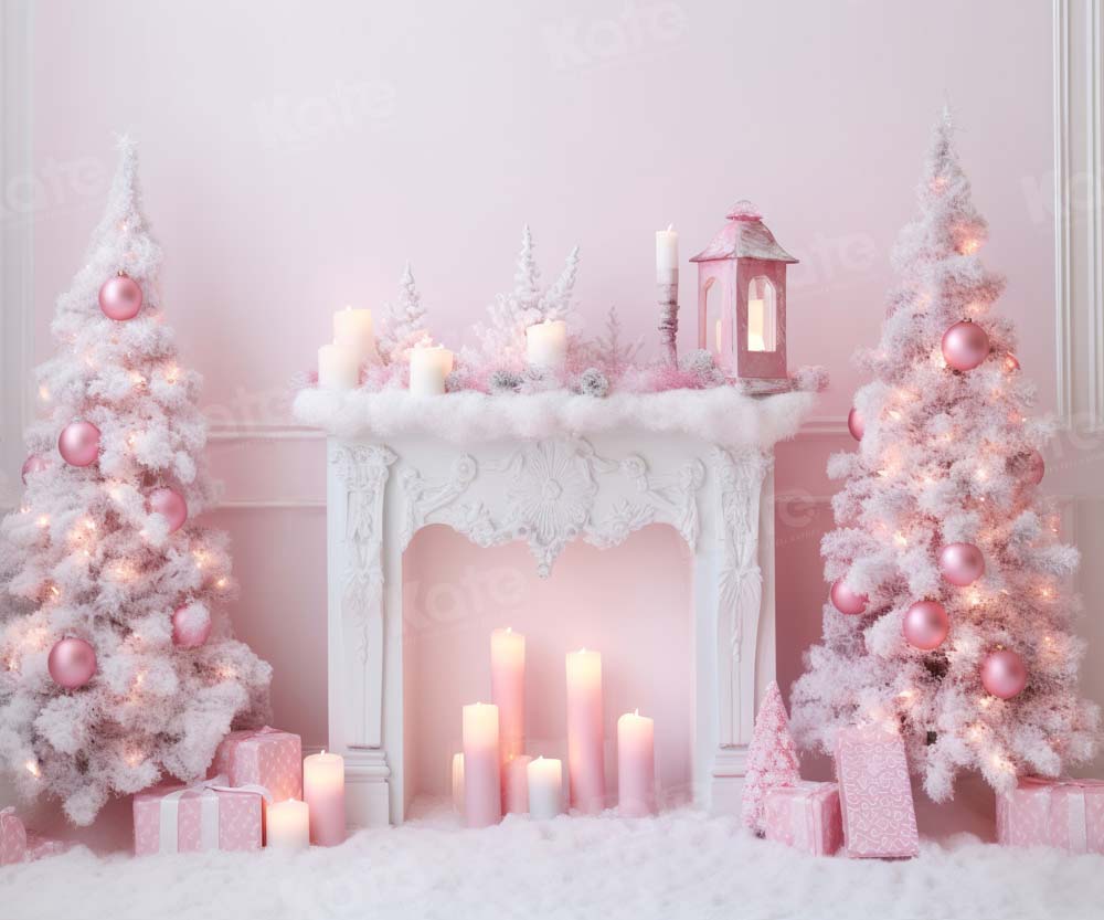 Dreamy Pink Winter Holiday Backdrop
