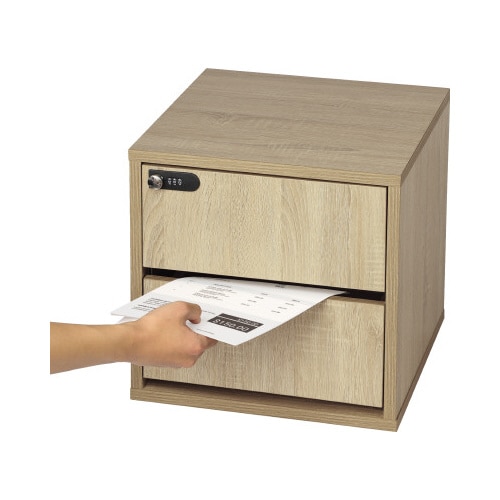 アスカ 木製収納ボックス 鍵付き引き出しタイプ ナチュラル 幅400