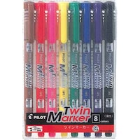 パイロット 油性マーカー ツインマーカー 細・極細 8色セット インク