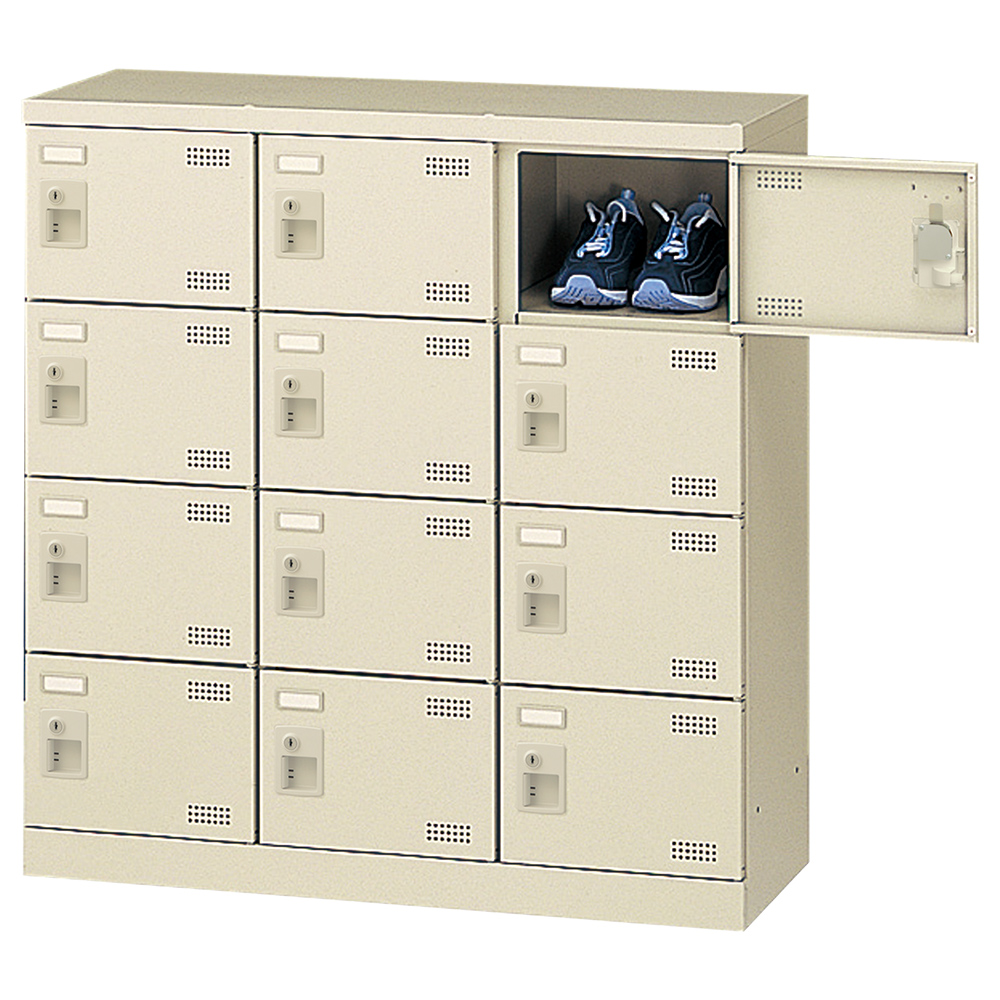ダイヤル錠式シューズロッカー Bタイプ 3列4段12人用 幅900 奥行350 高