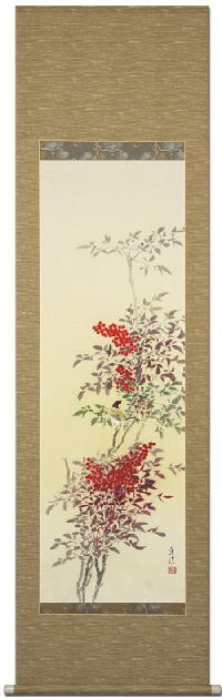 南天に小禽 久芳道信（日本美術院院友） 尺五立[受注製作品 納期約2