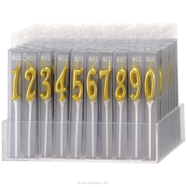 ナンバーキャンドルミニ ゴールドディスプレイセット｜カメヤマ