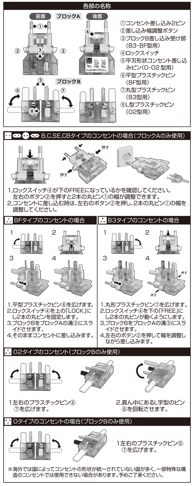 海外用変換プラグ サスケ4 ロック機能付き – カシムラ