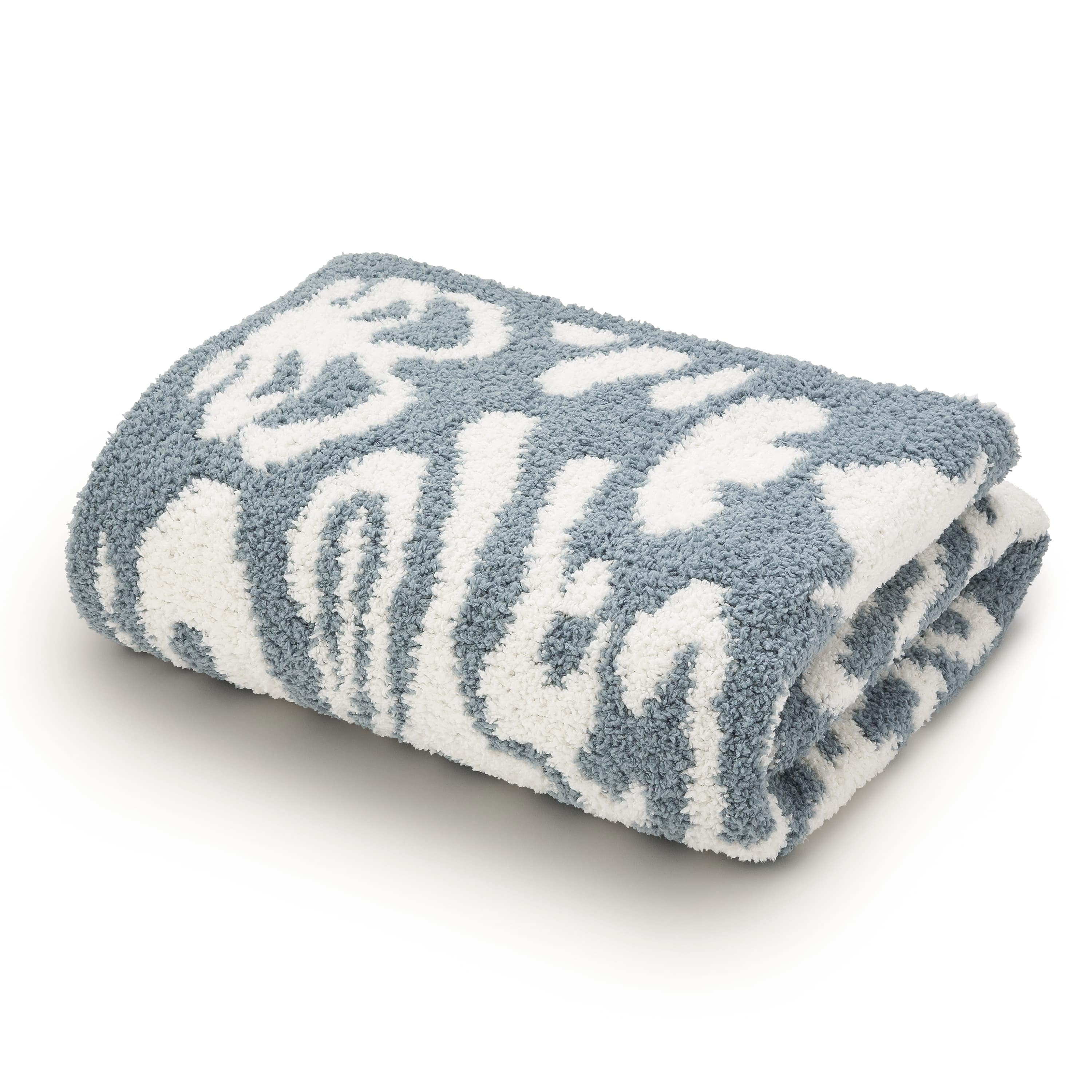HALF BLANKET / DAMASK(85×110cm silver blue/creme): BLANKET