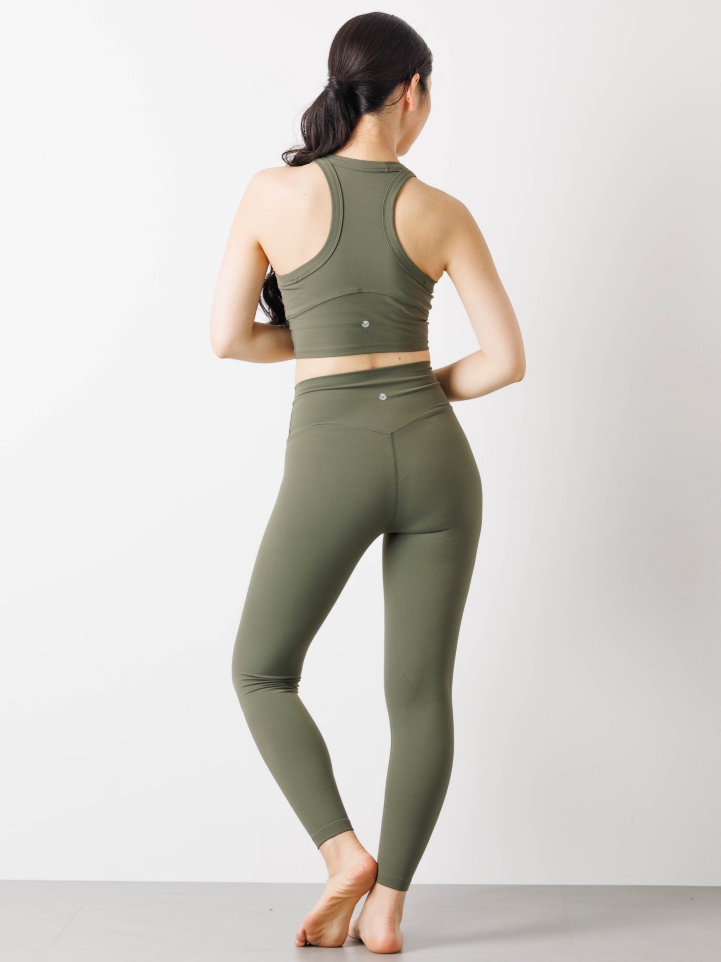 チェイス ライクラ ハイウエスト 抗菌 レギンス オリーブ ホットヨガ