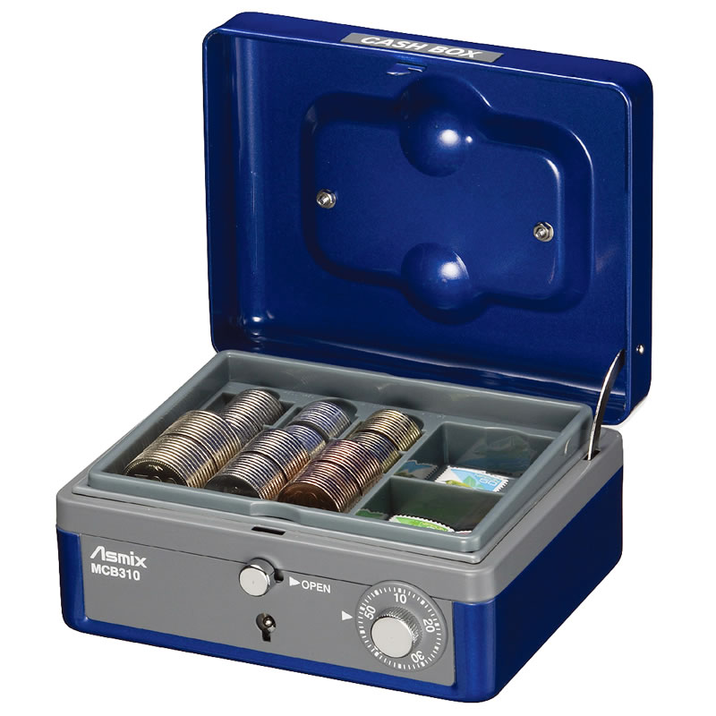 Asmix アスミックス 手提げ金庫【S】＜ダイヤル錠＞(硬貨/小物一体型