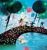 藤城清治：レフグラフファイン版画 春のデュエット（大）（受注生産