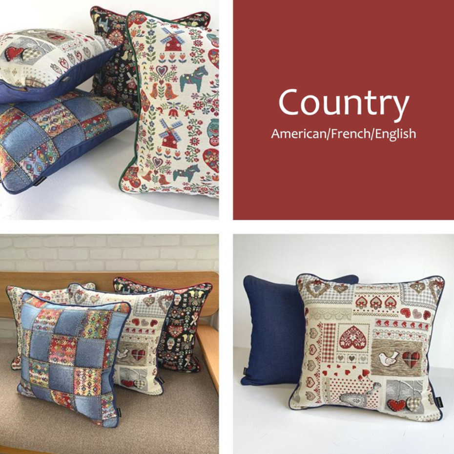 Out Style クッションカバー 45x45cm ゴブラン織り 輸入生地 スペイン