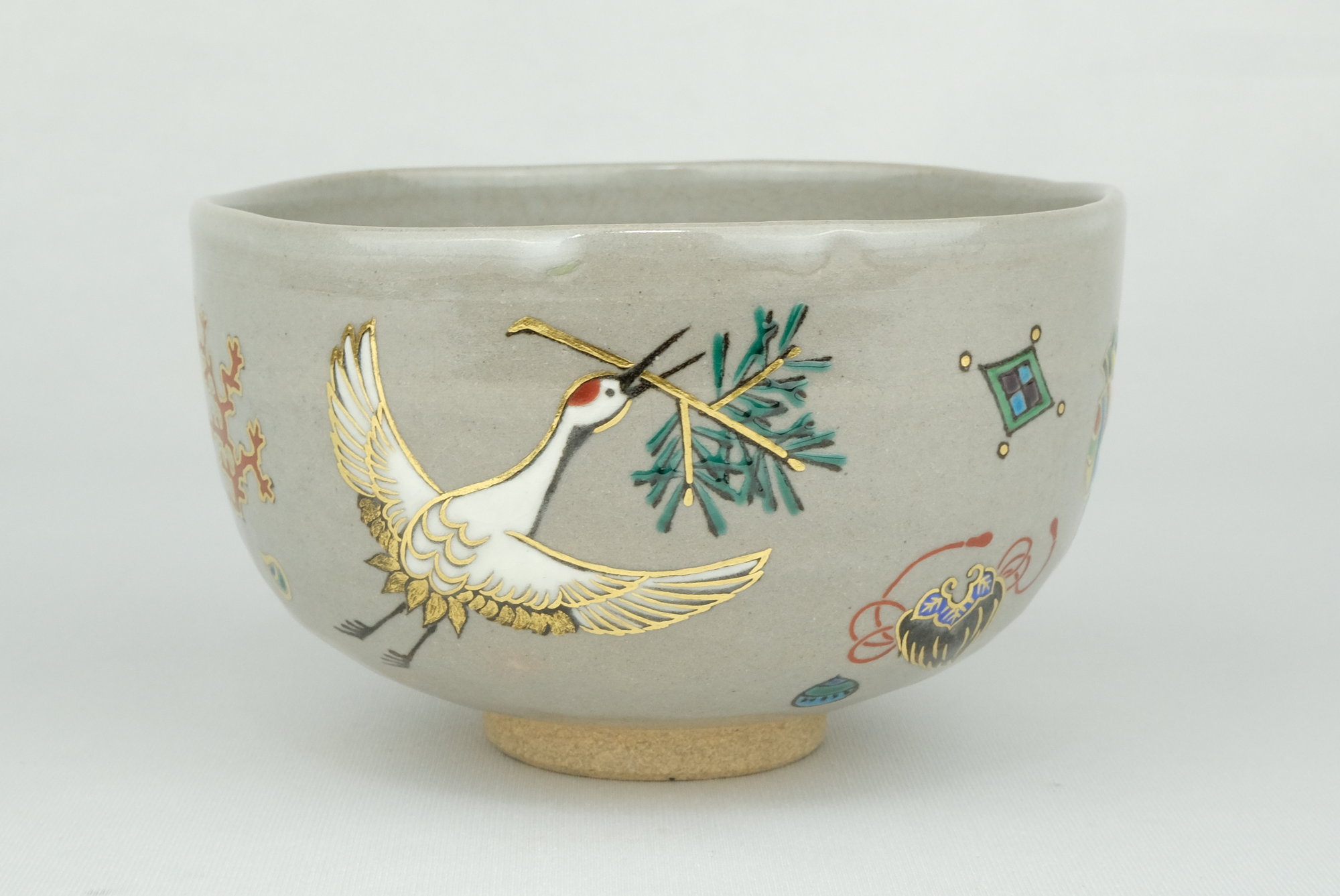 栗山園オンライン通販部 / 【出物】 乾山うつし松喰鶴に宝尽の絵茶碗