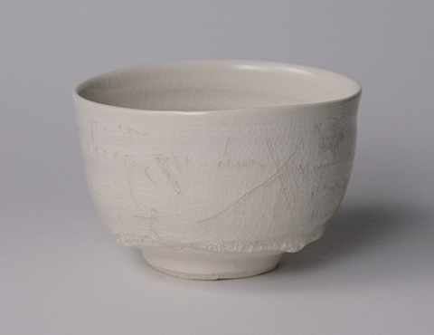 内田鋼一 硝子釉線刻文茶盌 | しぶや黒田陶苑