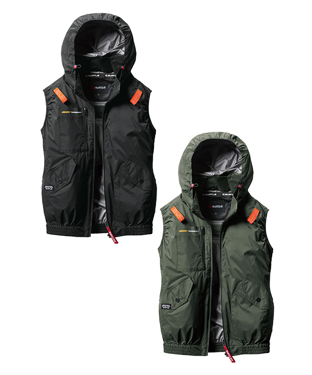 BURTLE ファン付ウエア AIR CRAFT ベスト(着脱可能フード付) (サイド