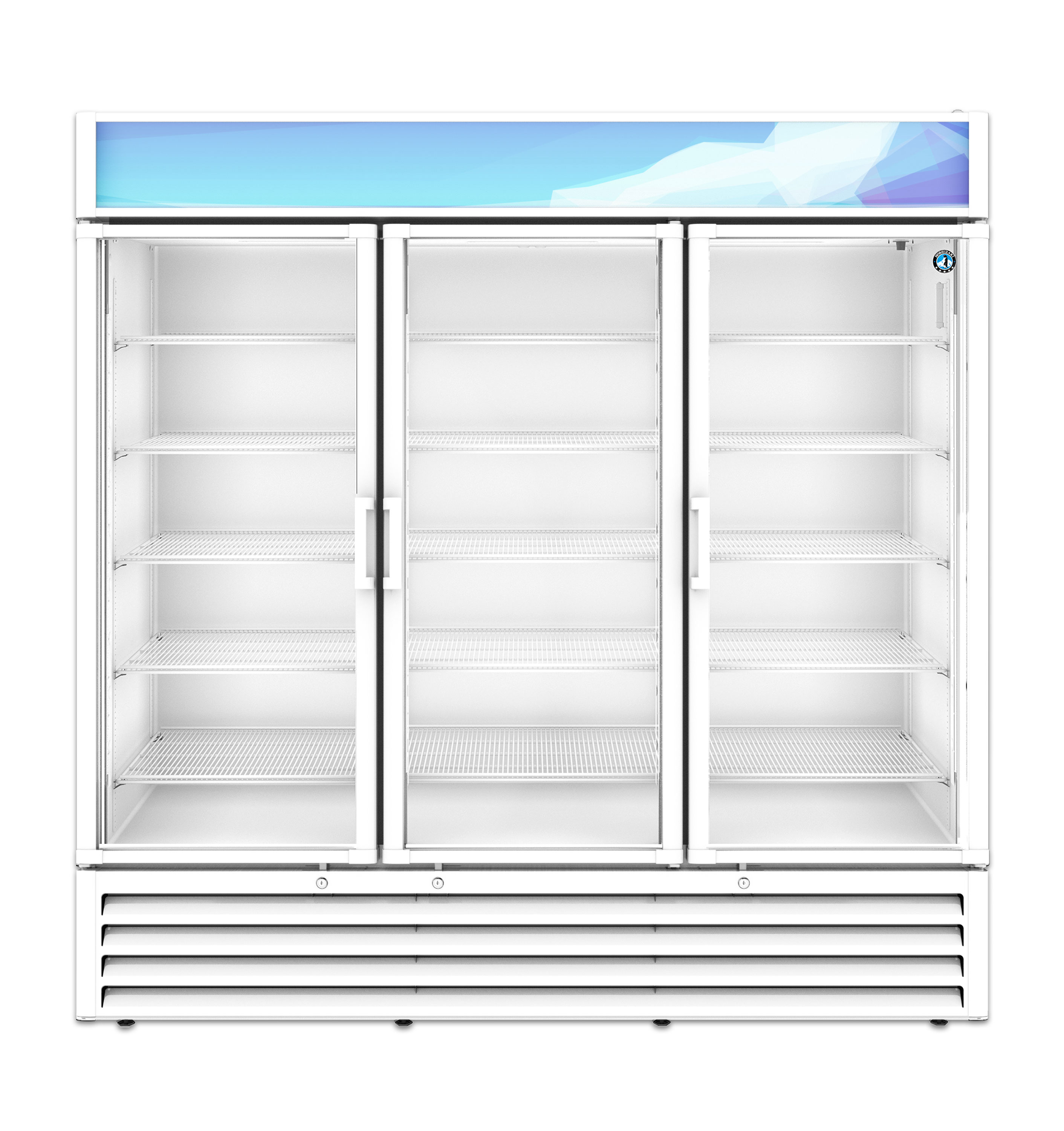 RM-65-HC-WHT, Refrigerator, Three Section Glass Door Merchandiser