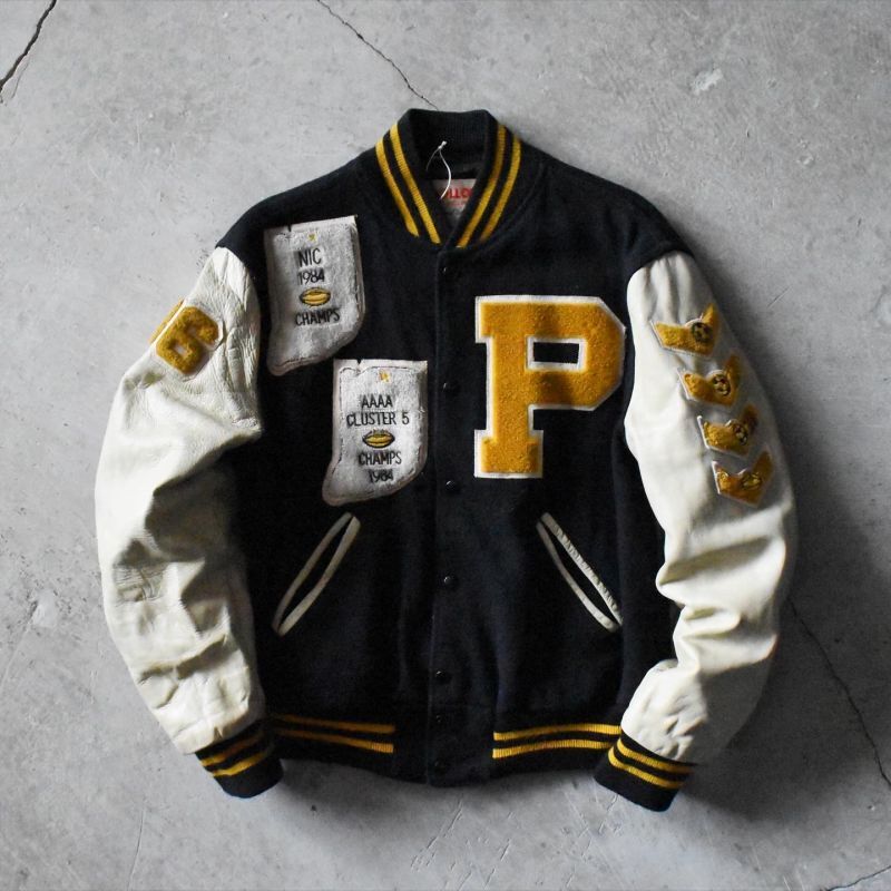 1980s HOLLOWAY 袖レザースタジャン 