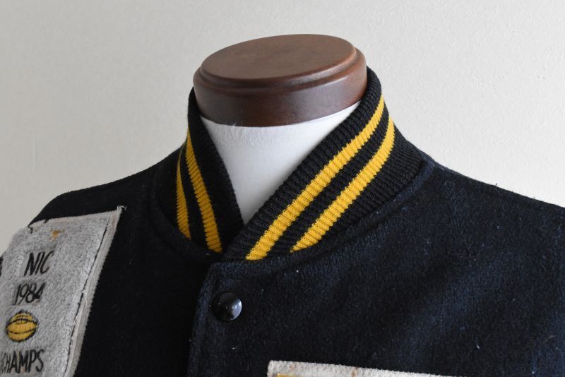 1980s HOLLOWAY 袖レザースタジャン 