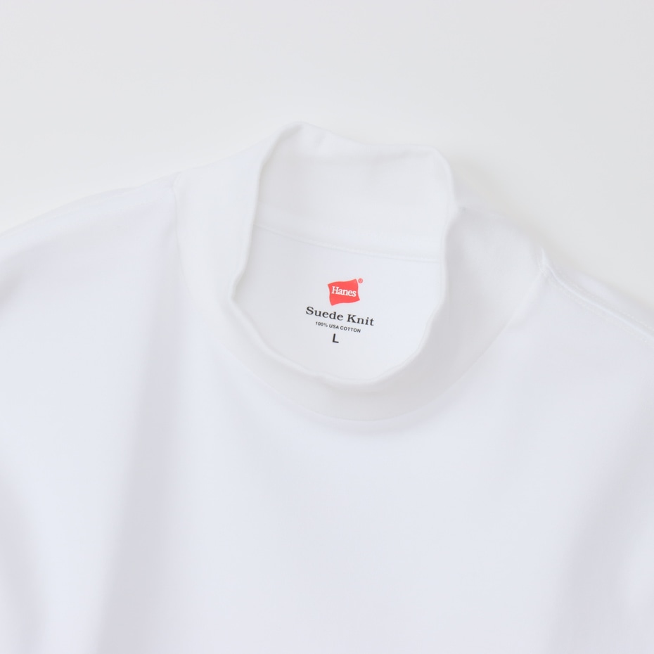 スエードニット ハイネックロングスリーブTシャツ ホワイト | ヘインズ