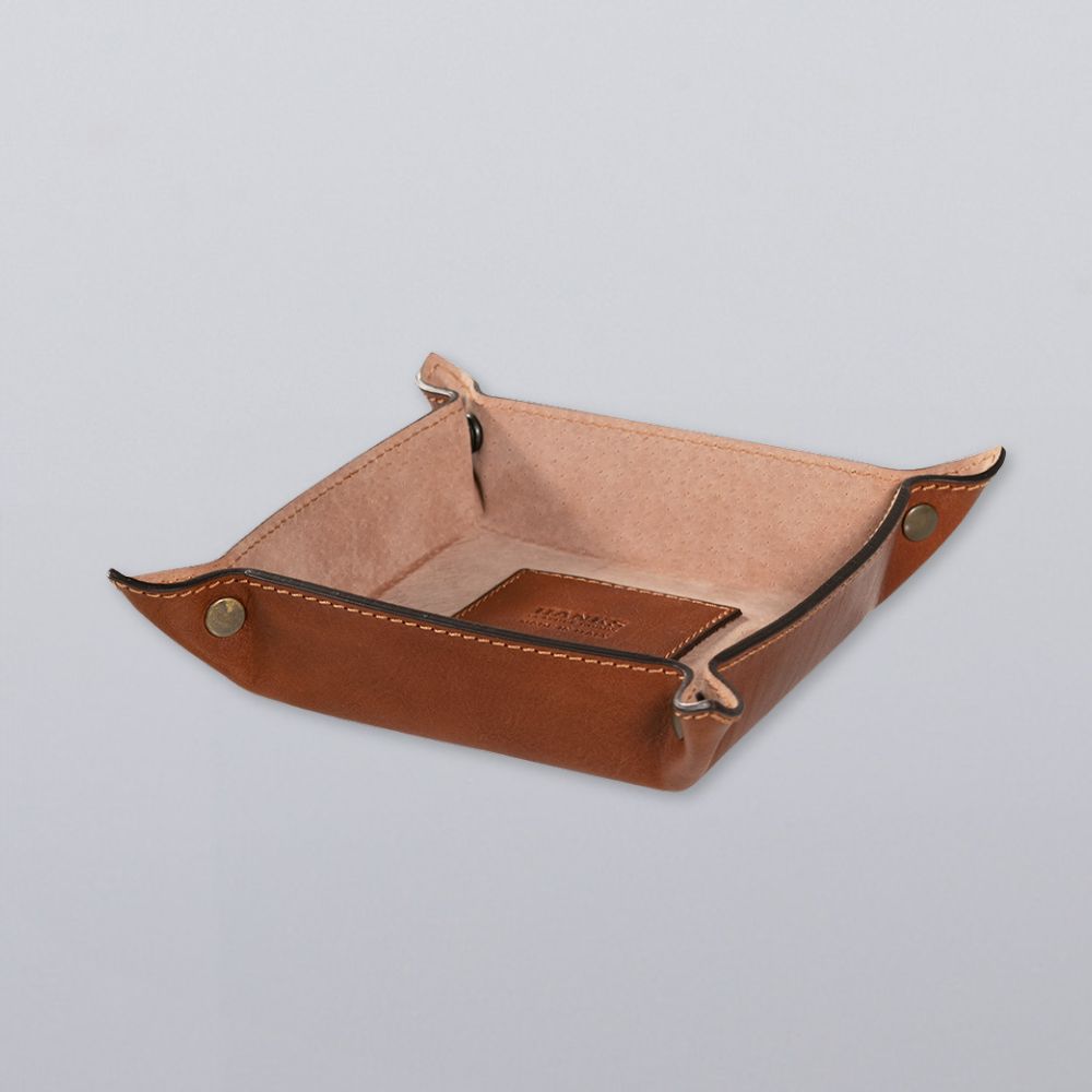 Quality Italian Leather Compact Catchall Valet Tray For