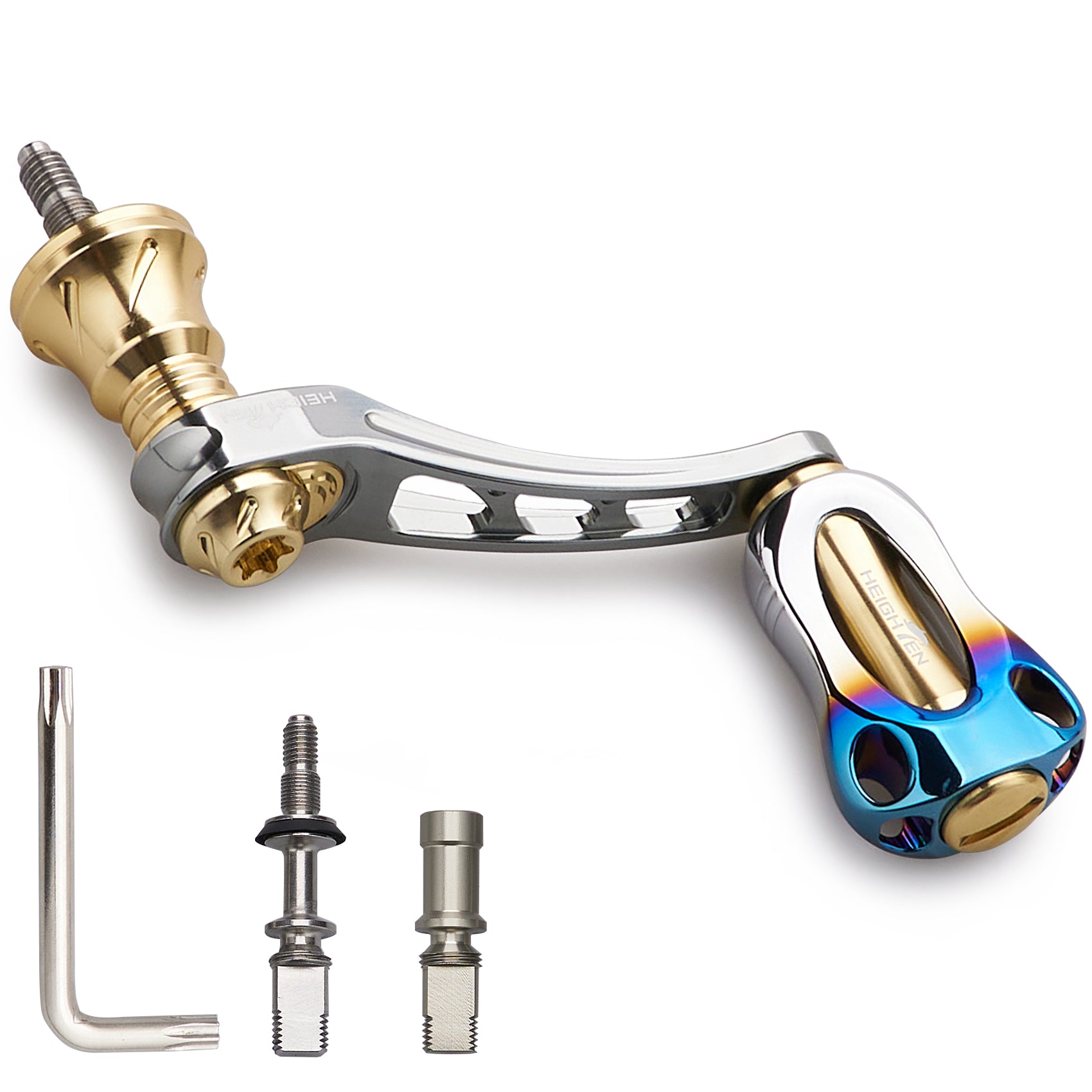 HEIGHTEN 45-50mm可変 リール ハンドル 焼き色 22mm アルミ ノブ 搭載