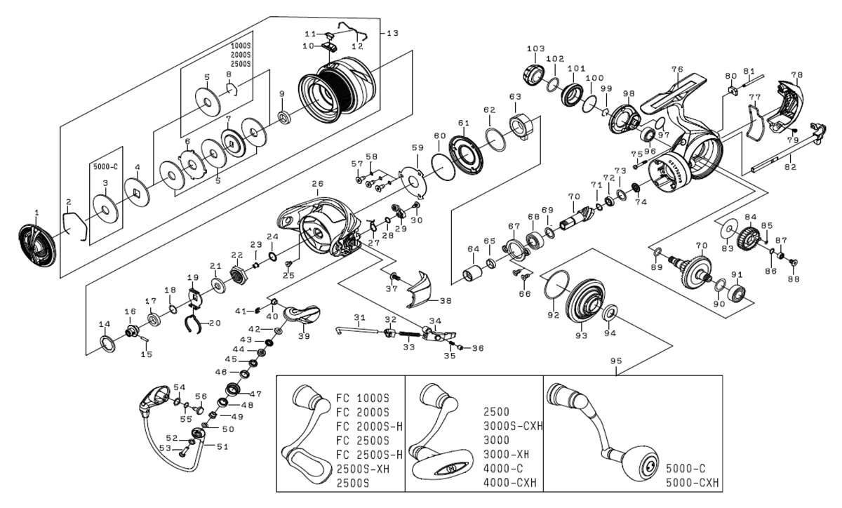 ダイワ純正お取り寄せパーツ：納期1ヶ月】25カルディア LT2500S-XH