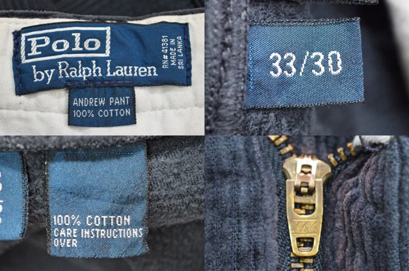 Polo Ralph Lauren 2タック太畝コーデュロイパンツ “NAVY