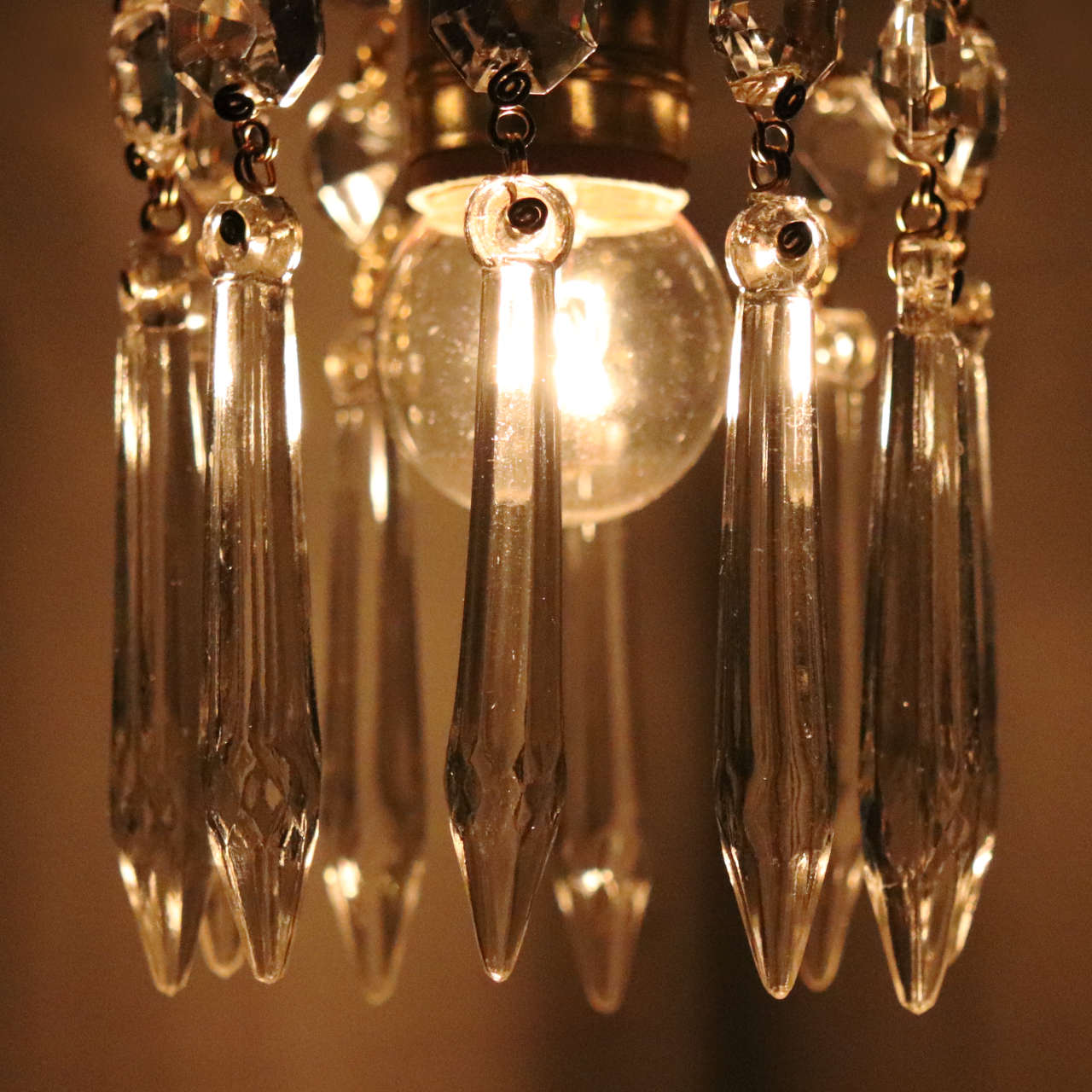 ヴィンテージミニシャンデリアペンダントライトガラス製アロープリズム