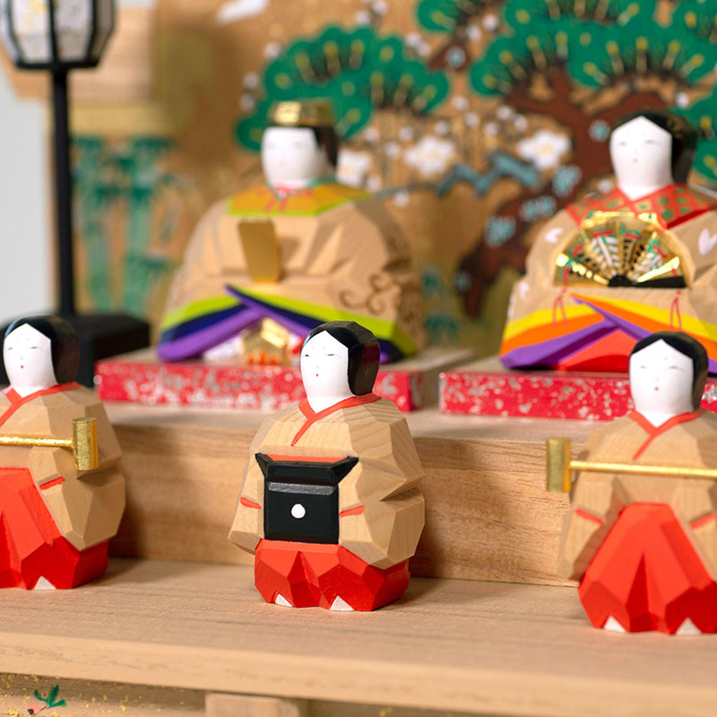 内裏雛（大・官女付） 神泉作 – 奈良一刀彫 誠美堂