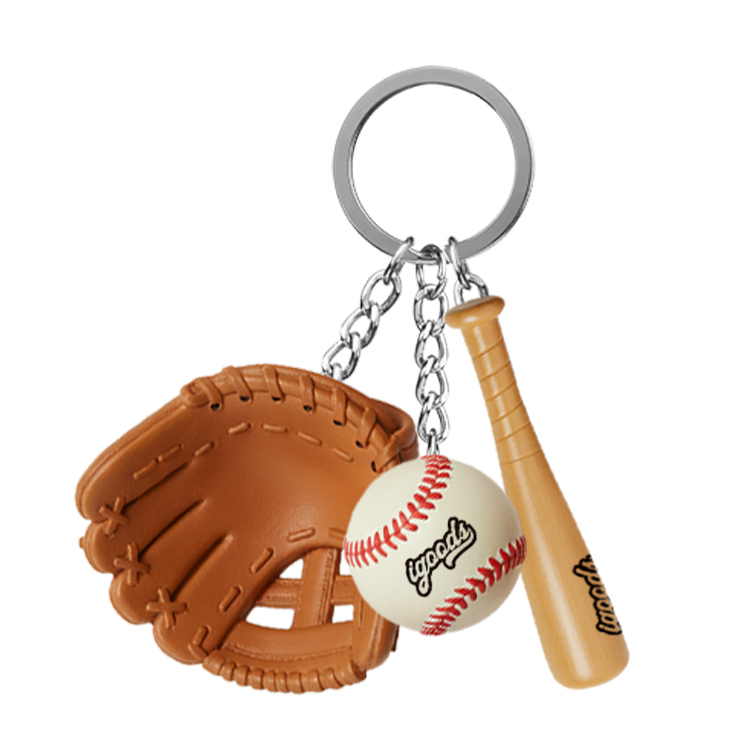 ミニチュア野球キーホルダー（グローブ・ボール・バッド）｜制作事例