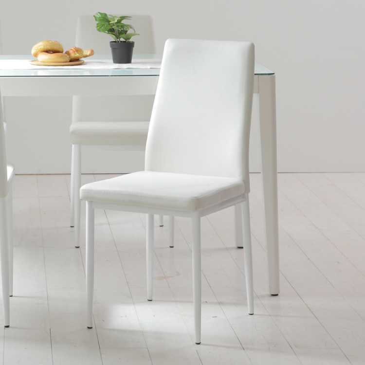 CH-3236 シンプルなPVC革張りダイニングチェア｜白・黒・完成品