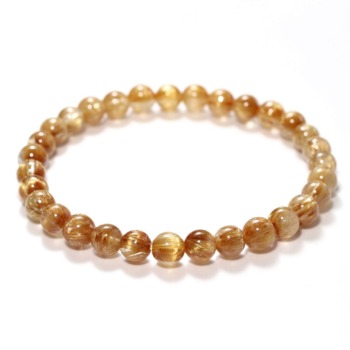 特別価格/3A++]太陽放射ルチルクォーツブレスレット（約7.5mm玉