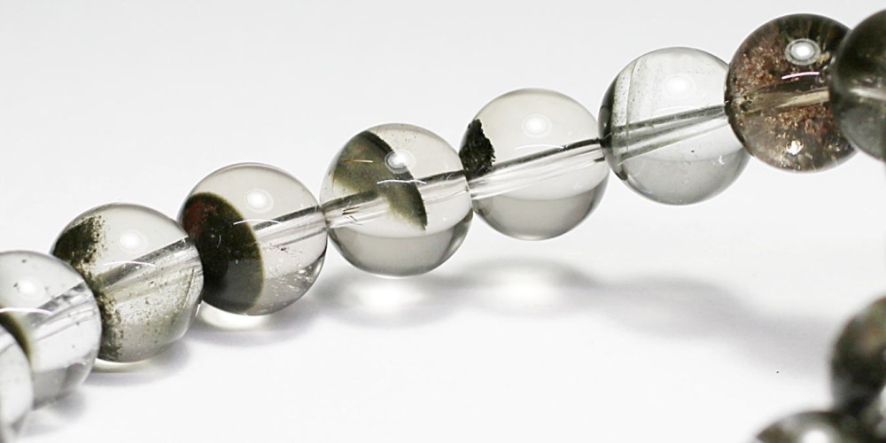 高品質]グリーンガーデンクォーツブレスレット/スモーキー水晶粒あり