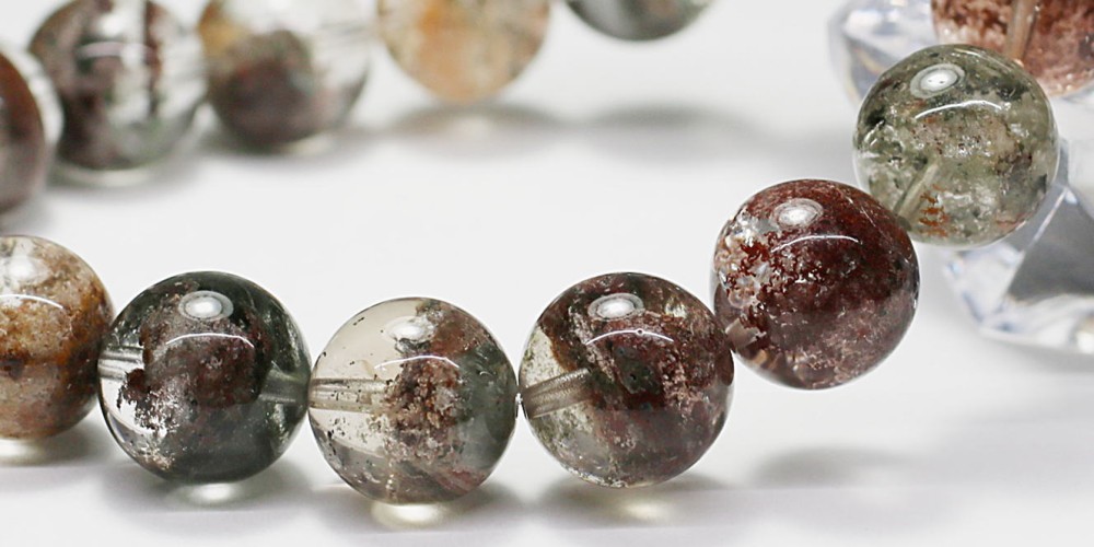 高品質]ミックスガーデンクォーツブレスレット/ガーデン水晶（約12mm玉