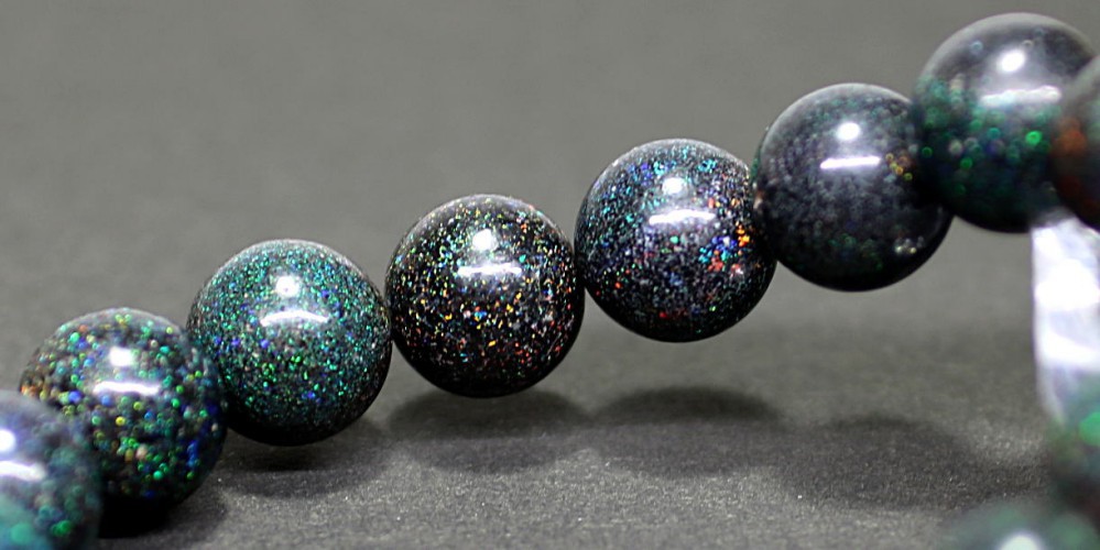 高品質+]ブラックマトリックスオパールブレスレット（約12mm玉