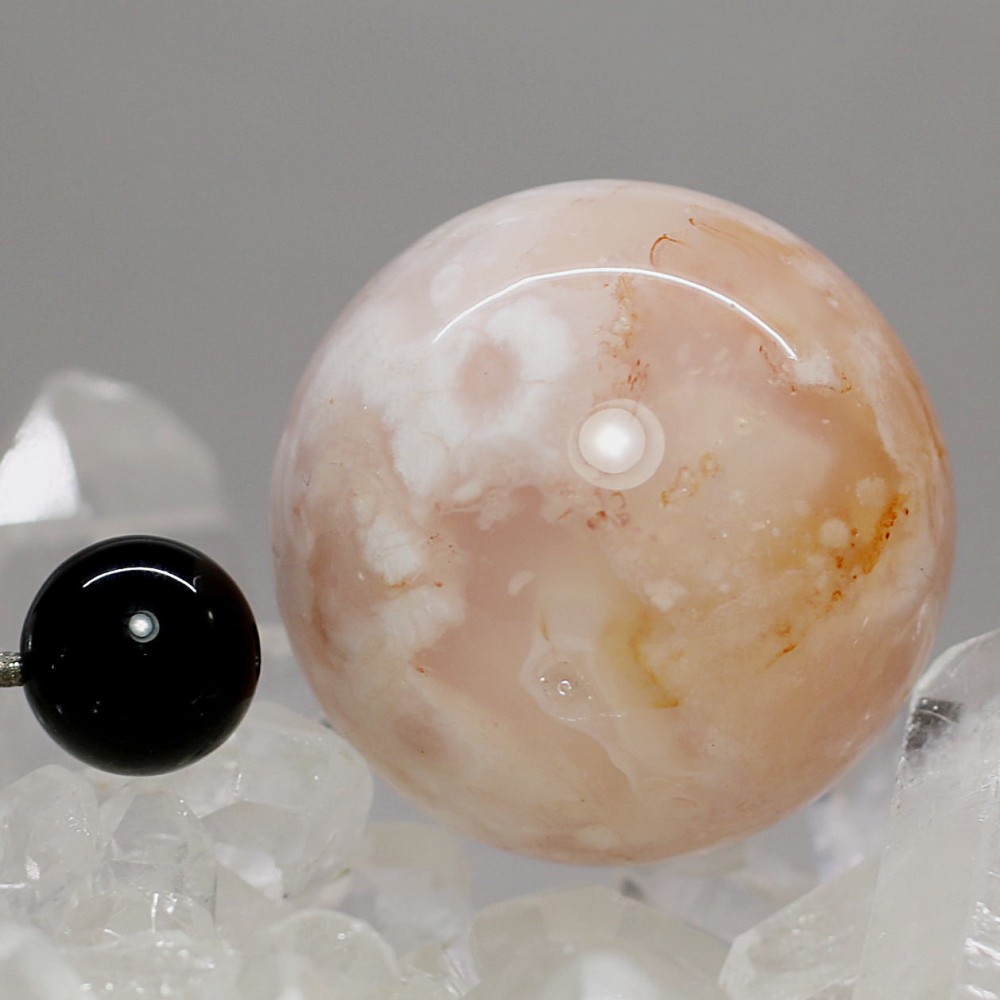 マダガスカル産]桜アゲート丸玉/桜瑪瑙スフィア（直径約30.1mm