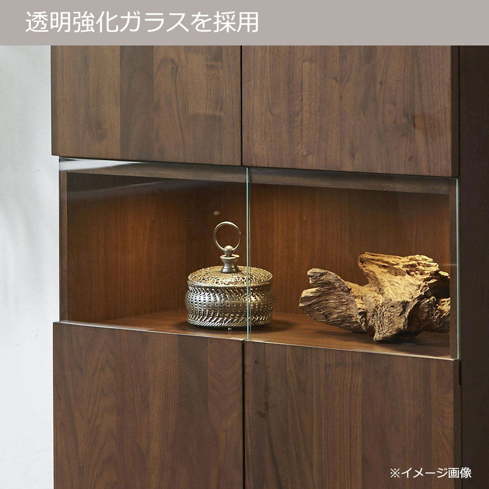 キャビネット「NEWイソラ」 幅80cm 全2色 ガラス部背面2タイプ（板張り